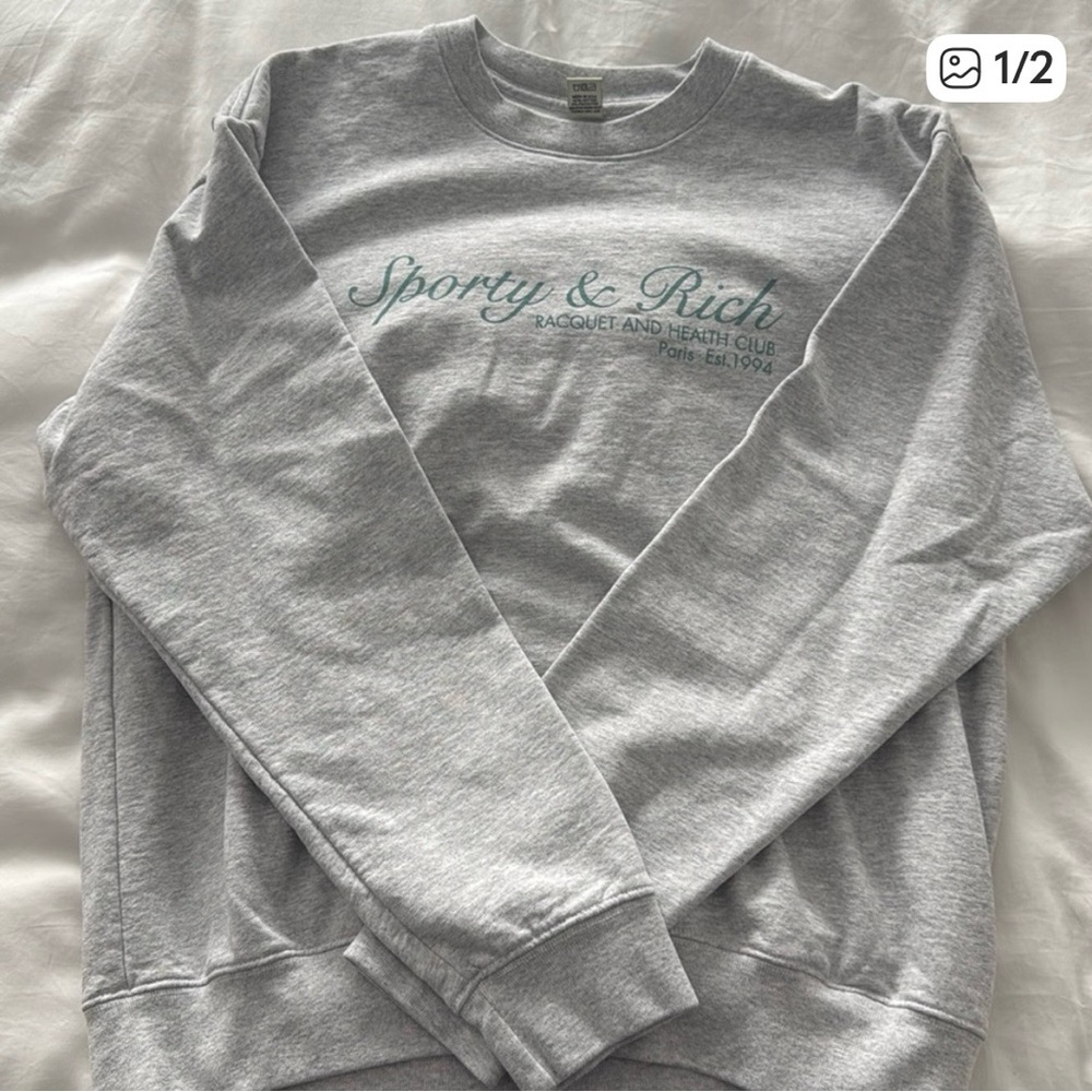 Sporty & Rich Light Gray Crewneck Sweater